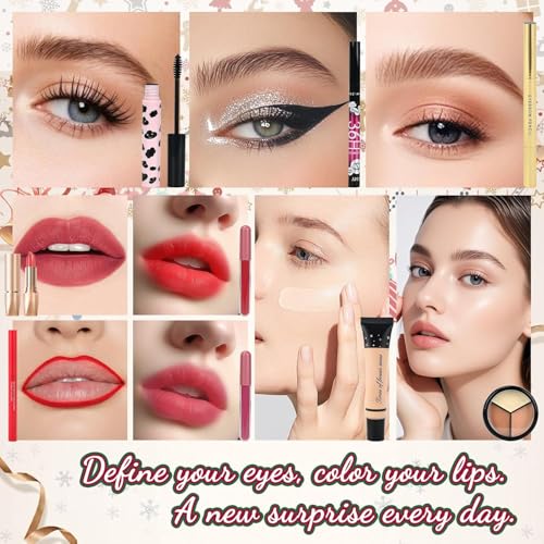 Makeup Advent Calendar 2025 for Women & Teen Girls, 24 Days Christmas Countdown Calendar Beauty Gift Set, 2025 Xmas Gift Surprise Box Calendar Full Makeup Kit