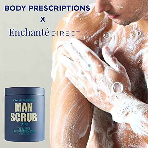 Body Prescriptions Men¡¯s Exfoliating Body Scrub ? Ultimate Skin Cleansing Wash in Jar with Twist-Top Lid, For All Skin Types, 21 Ounce (Pack of 1), Tea Tree
