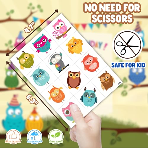 96PCS Owl Temporary Tattoos Stickers for Kids - Cute Party Favors, Birthday Party Tattoos, Classroom Prizes, Christmas & School Gifts, Fun Tattoos for Boys & Girls