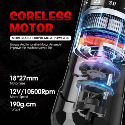 Tattoo Gun Kit£¬Xnet Void Tattoo Machine with 7 Adjustable Strokes, Professional Tattoo Guns with Extra 1800 mAh Battery£¬20pcs X-ray Mixed Sizes Cartridge Needles for Tattoo Artists