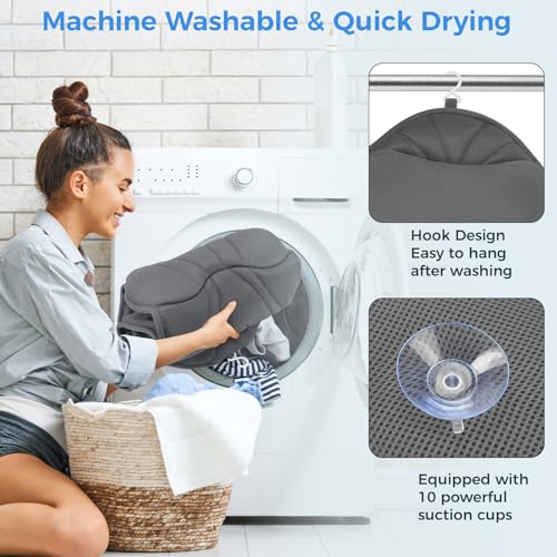 Full Body Bath Pillow for Tub, Ergonomic Bathtub Pillow for Neck and Back Support, 4D Mesh Bathtub Cushion with 10 Non-Slip Suction Cups