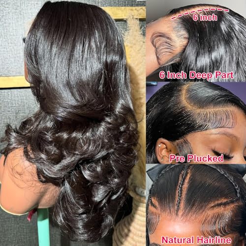 18 Inch Body Wave Lace Front Wigs Human Hair 200% Density 13x6 Lace Front Wigs Human Hair Glueless Frontal Wigs Human Hair Pre Plucked Baby Hair