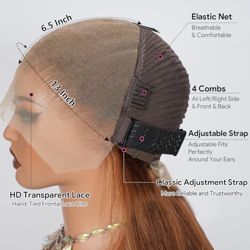 210% Density 13x6 Highlight Ombre Full Lace Frontal Bob Wig Human Hair 12A Brazilian Virgin Human Hair Pre Plucked 4/27 Honey Blonde HD Transparent Lace Glueless Wigs Human Hair 12 Inch