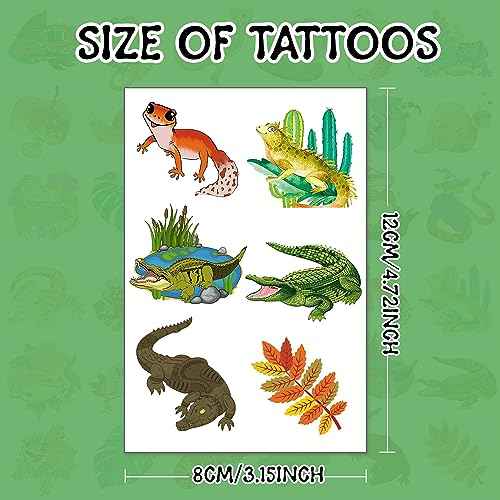 144PCS Reptile Party Favors Reptile Temporary Tattoos Alligator Lizard Gecko Snake Turtle Themed Tattoos Stickers for Kids Reptile Party Supplies Decorations Jungle Gift Classroom Prize Rewards