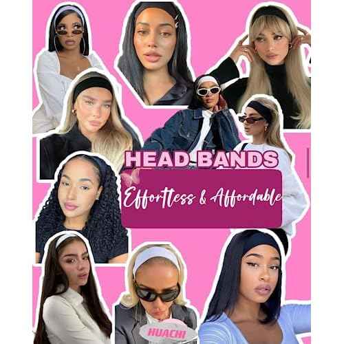 Huachi Headbands for Women Non Slip 16 Pack Elastic Sports Hair Bands for Women, Soft Cotton Cloth Headband for Workout Yoga Fashion Hair Accessories, Black White Gray Trendy Head Bands
