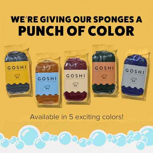 GOSHI Exfoliating Shower Sponge - Rip-Resistant, Rapid-Drying Exfoliating Bath Sponge for All Skin Types - Indigo Blue - Made in Japan