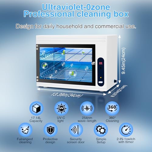 Nail Tool Cleaning Machine 17L Big Capacity UV Sanitizer Cabinet Salon Equipment for Spa Beauty Home Metal Tools