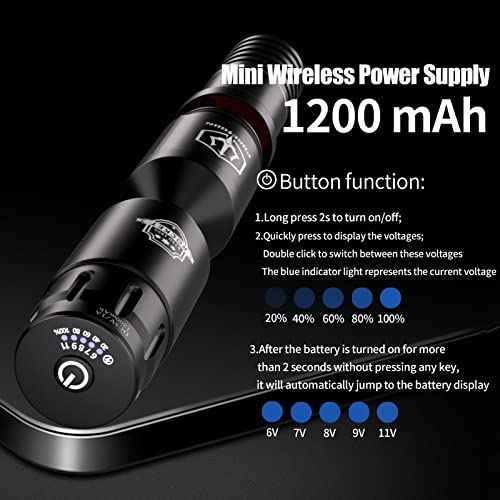 POSEIDON Cordless Rotary Tattoo Machine Kit with 20 Tattoo Cartridge Needles, Ink Set & 2 Rechargeable Batteries | Professional Portable Tattoo Gun for Beginners | Complete Starter Supplies