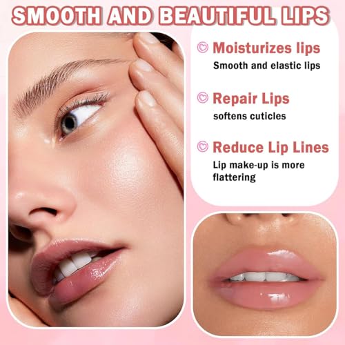 4Pcs Hydrating Clear Lip Oil,Crystal Jelly Honey Lip Gloss with Big Brush,Long Lasting Nourishing Lip Care Lip Glow Oil,Moisturizing Tinted Lip Balm,Fresh Texture Flavoring Oil Lip Makeup