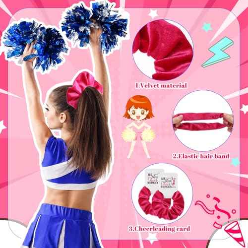 24 Sets Cheerleader Gifts Bulk Velvet Scrunchies Cheer Elastic Hair Scrunchy Cheer Stuff Cheerleader Gifts for Cheerleading Teams Birthday Party (Hot Pink, Black)