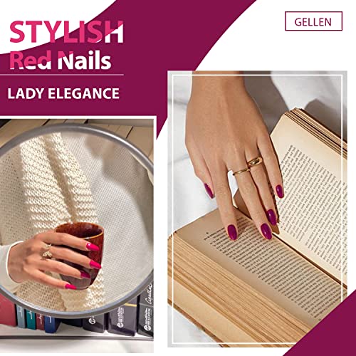 GELLEN Gel Nail Polish, Burgundy Dark Red Purple Gel Polish Set 6 Colors, Non Toxic No Wipe Soak Off UV Light Gel For Women Girls Manicure Home Salon Trendy Nail Gifts Valentine Day Christmas