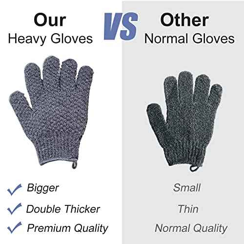 Yiclick Heavy Exfoliating Gloves, Exfoliating Body Scrubber for Bath Shower Exfoliation, Body Scrub Exfoliator for Dead Skin Remover, Exfoliate Sponge Loofah Washcloth Mitt Men Women