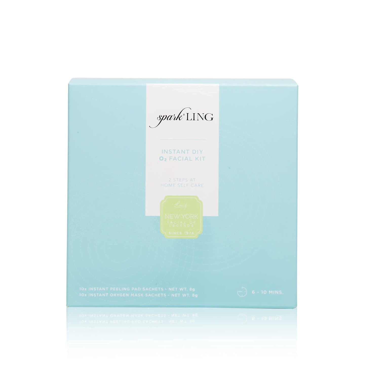 LING SKINCARE LTD SparkLing Instant DIY O2 Facial Kit - 2 Step Oxygen Facial - Brighten, Rejuvenate, Restore Skin under 10 minutes - 20 packets with 10 treatments