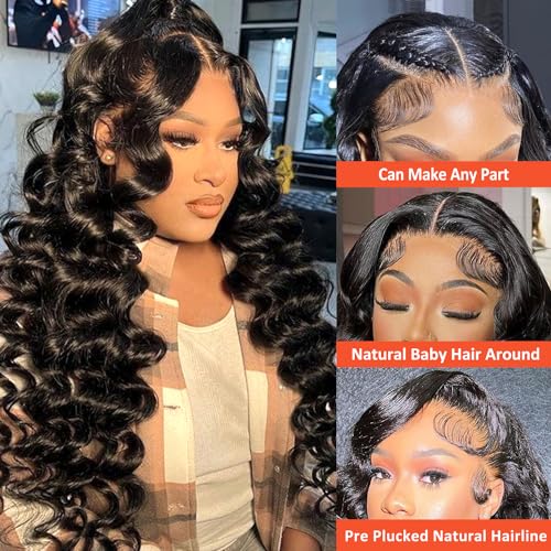 Deep Wave Lace Front Wigs Human Hair 13x4 HD Lace Frontal Wigs for Black Women 200 Density Glueless Wigs Pre Plucked with Baby Hair 22 Inch