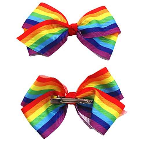 Gay Pride Day Rainbow Accessories: Hair Bows, Clips, Claws, and Pins for Kids and Women - Party Fun