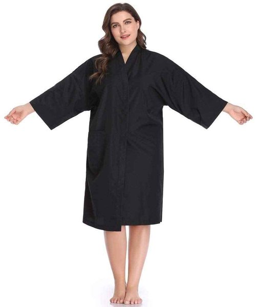 PERFEHAIR Salon Robes Smock for Clients, Pack of 5, Hair Salon Client Gown Cape, Black