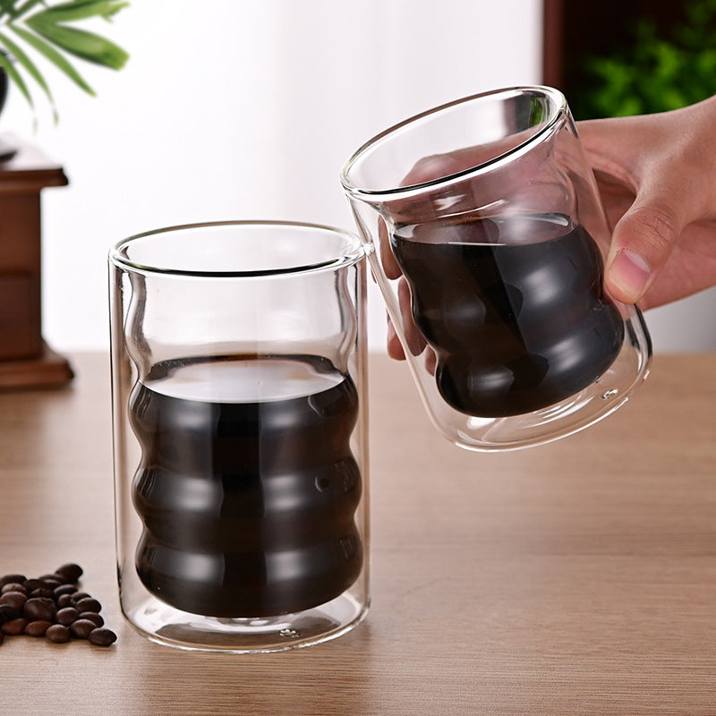 High Borosilicate Spiral Double-Layer Drinking Cup - 225ml, 350ml, 375ml