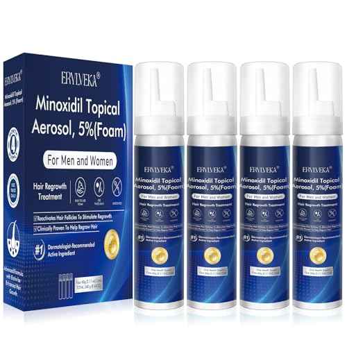 5% Minoxidil Foam with Biotin ? Hair & Beard Growth Treatment for Men & Women, Fragrance-Free, Non-Greasy, 4-Month Supply (8.44oz), Clinically Trusted Formula ERYLVEKA