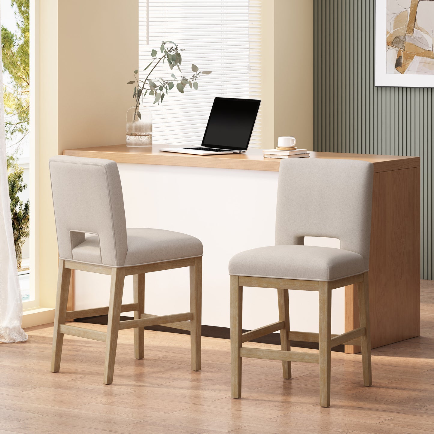 27 Inch Counter Stools, Set Of 2,Fabric