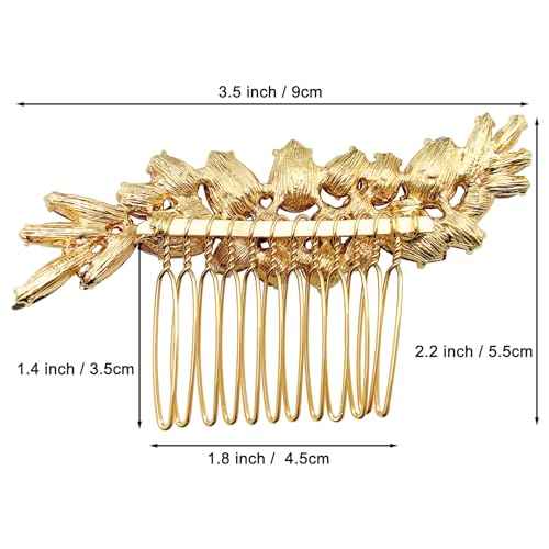 BETITETO Bridal Crystal Hair Accessories Small Wedding Gold Hair Piece with Comb for Women Girls (Red)