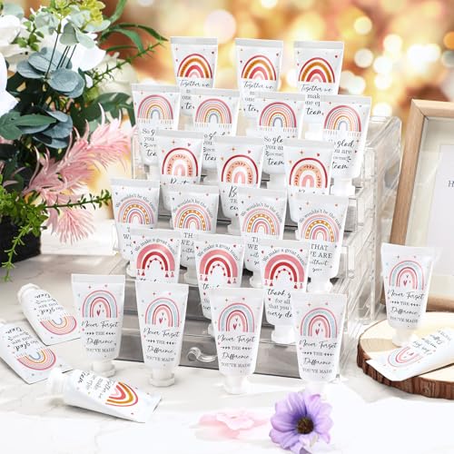 72 Pack Employee Appreciation Team Gifts Bulk Travel Size Hand Cream Inspirational Thank You Gifts Boho Rainbow Hand Lotion Bulk for Teachers Day Christmas Staff Employees Coworkers Women
