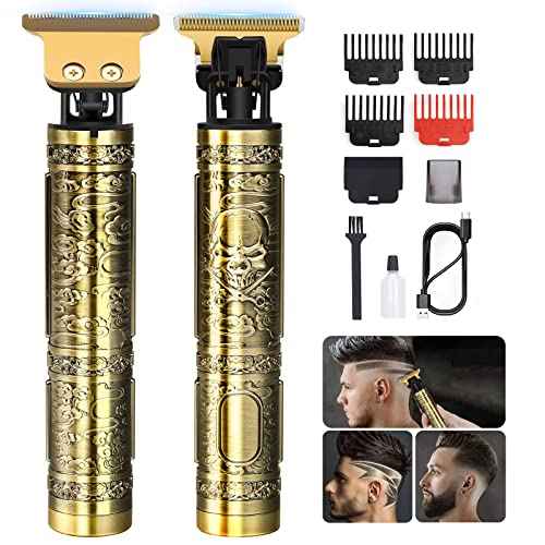 YOGINGO Professional Hair Trimmer for Men, Cordless Rechargeable Beard Trimmer Hair Clippers for Men, Metal Body Cutting Grooming Kit, Beard Shaver Barbershop, Bronze