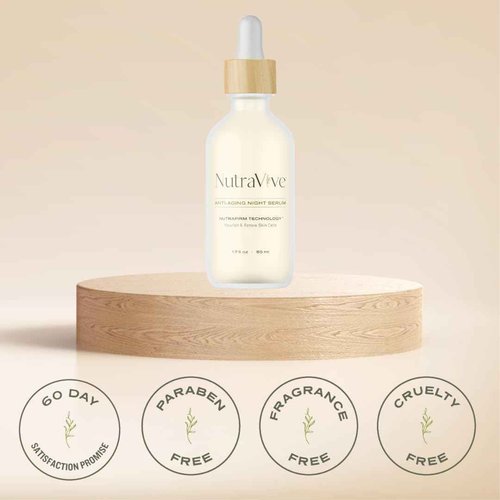 NutraVive Anti-Aging Night Serum – Tightening, Nourishing & Hydrating Face & Neck Serum, 1.7 Fl Oz – Overnight Skin Care Treatment for Fine Lines & Wrinkles – Collagen Boosting Facial Serum