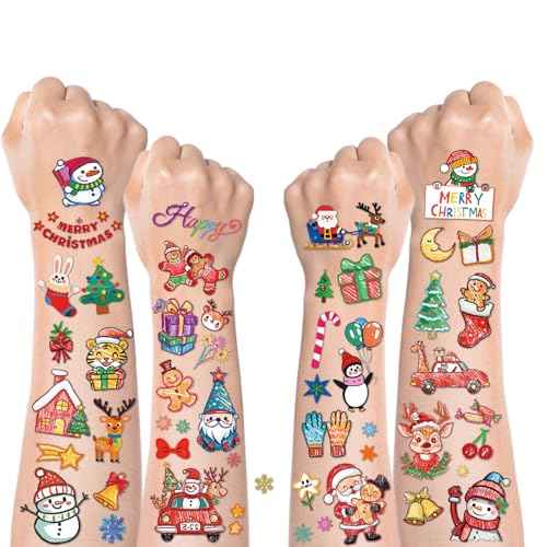 180 Styles Non-luminous Christmas Tattoos Party Favors for Kids, Christmas Goodie Bag Stocking Stuffers Temporary Tattoos, Christmas Classroom Gifts Treats Party Games Supplies for Kids Boys Girls