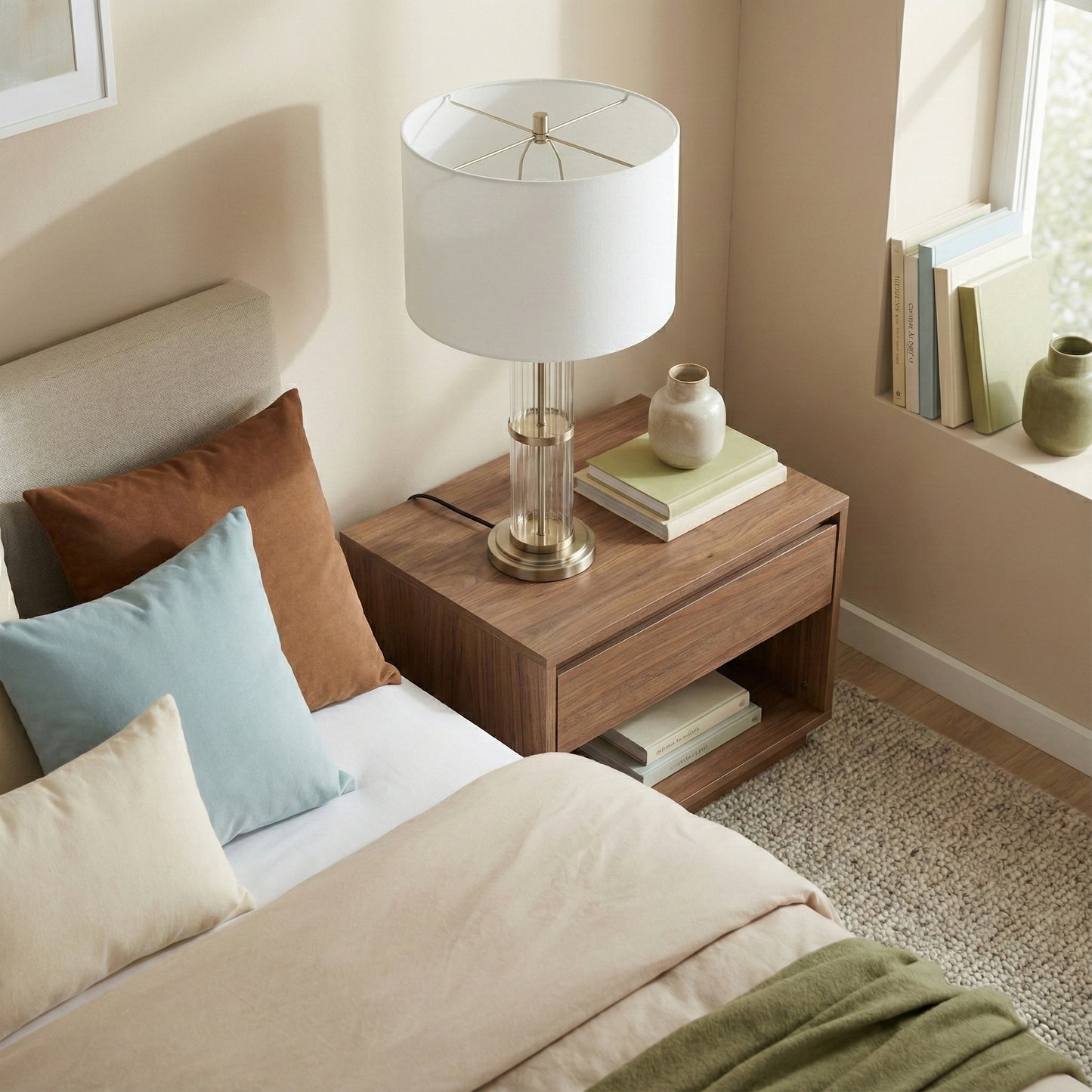 Echo Brushed Nickel Table Lamp With On Off Switch Clear Glass Body