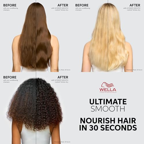 Wella Professionals ULTIMATE SMOOTH Shampoo for Dry, Dull & Frizzy Hair | For Shine & Smoothness | With Squalane & Omega 9 | Color Safe