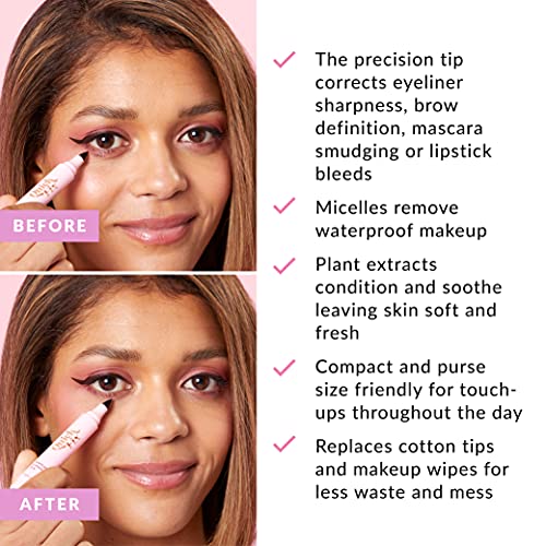 THE QUICK FLICK Reusable Waterproof Makeup Remover Pen - Quick Fix Makeup Eraser Pen for Smudged Eyeliner, Mascara, Brows - Instant Lipstick Remover - Travel Friendly, On-the-Go Touch-Ups, Easy to Use
