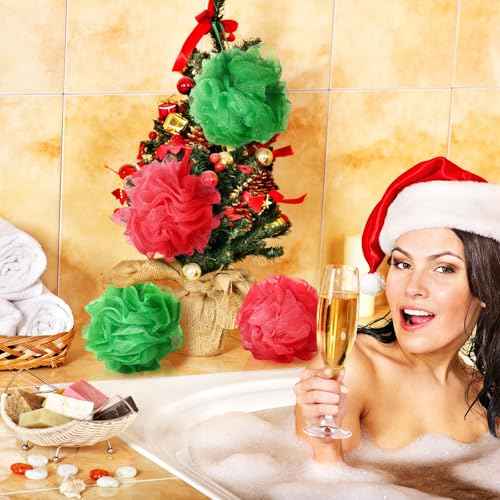 12 Pcs Halloween Bath Loofah Sponge Orange Black Loofah Exfoliating Body Scrubber Shower Sponge 50g Mesh Shower Pouf Balls Gift Set for Women Men Wedding Bathing Accessories