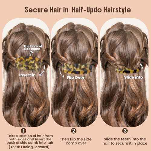 6PCS French Tortoise Hair Combs, 23-Closely-Tooth Hair Side Comb, Curved Comb Clip To Make A French Twist & Backcomb Front Hair