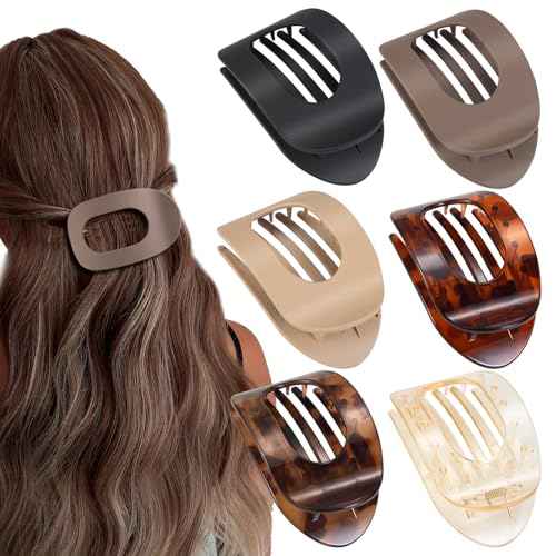 Flat Hair Claw Clips for Women and Girls Thick Thin Hair, Large Non Slip Jaw Clips Strong Hold Lay Flat Claw Grips Hair Styling Accessories