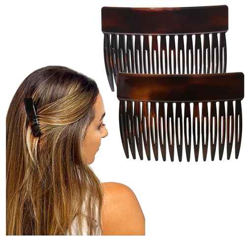 Camila Paris CP2942 French Hair Side Comb, Small Tortoise Shell, French Twist Hair Combs Decorative, Strong Hold Hair Clips for Women Bun Chignon Up-Do Styling Girls Hair Accessories, Made in France