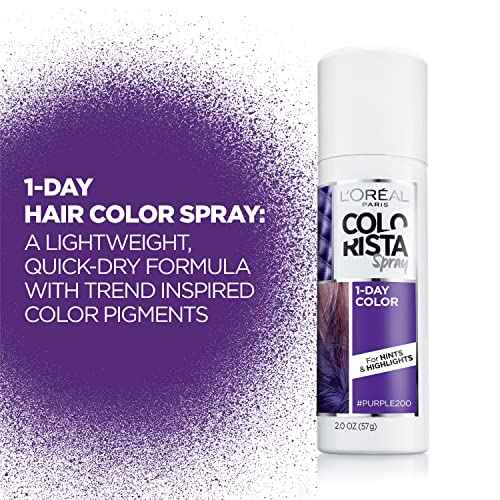 L'Oreal Paris Colorista 1-Day Washable Temporary Hair Color Spray, Purple, 2 Ounces
