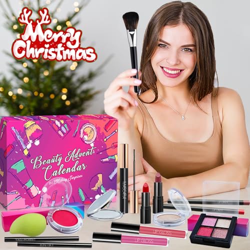 Makeup Advent Calendar 2025 Teen Girls Women Beauty Countdown Calendar Christmas Gifts for Women Teen Girl Trendy Stuff Unique Makeup Set Gifts Mascara Lipstick Blush Eyebrow Gel Eyeshadow