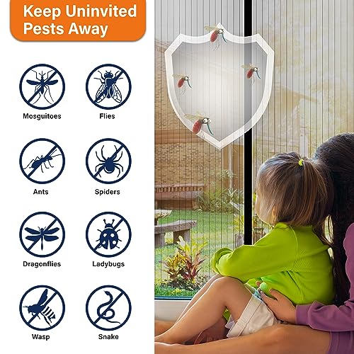 Magnetic Screen Door, Keep Bugs Out, Pet & Kid Friendly，Works with Front Doors, Sliding Doors,Fit Door Size 36 x 78 Inches White