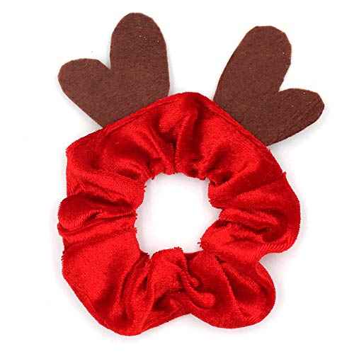 5 PCS Christmas Hair Scrunchies Christmas Hair Ties Elk Santa Claus Elastic Scrunchy Hair Bands Christmas Ponytail Holders Velvet Scrunchies Christmas Hair Accessories for Women Girls