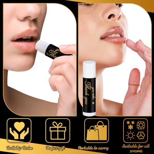 30 Pack Christmas Employee Appreciation Gift Lip Balms Bulk Staff Teacher Team Volunteer Thank You Gift Thanksgiving Christmas Appreciation Party Favor for Women Men(Cool,Black Gold)