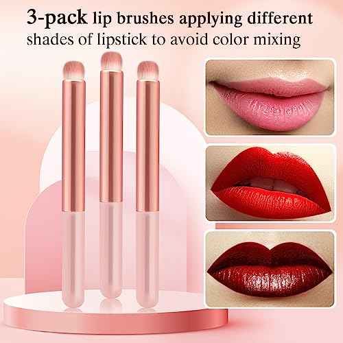 Lip Brush Lip Smudge Brushes Lipstick Brush with Tubes 3PCS Lip Gloss Applicator Wands Lip Brushes Multi-purpose Lip Makeup Brush Eyeshadow Brush Concealer Brush Lip Gloss Wands Applicator Tool Kits