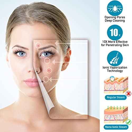 Facial Steamer - DENFANY Nano Ionic Face Steamer with Extendable 360¡Æ Rotating Arm - Portable Facial Steamer for Personal Care at Home or Salon (Blue)