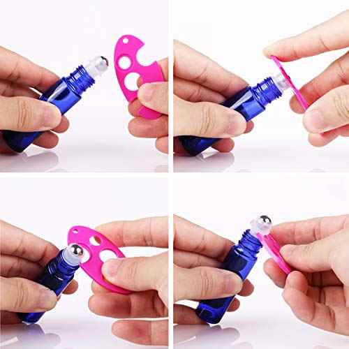inice 100 Pack,10ml Roller Bottles for Essential Oils Cobalt Blue Thick Glass Stainless Steel Roll On Ball Bottles