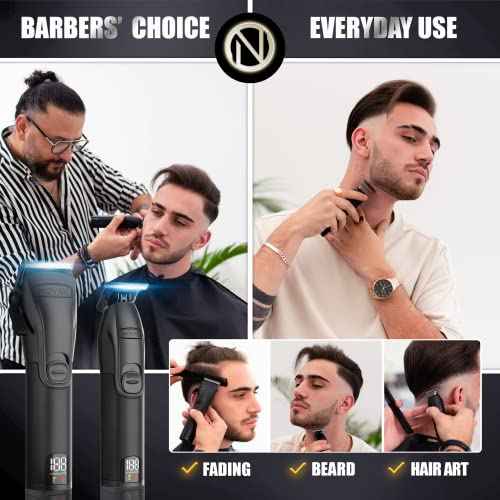 Novah¢ç Professional Hair Clippers for Men, Professional Barber Clippers and Trimmer Set, Mens Cordless Hair Clipper for Barbers Haircut Kit Fade