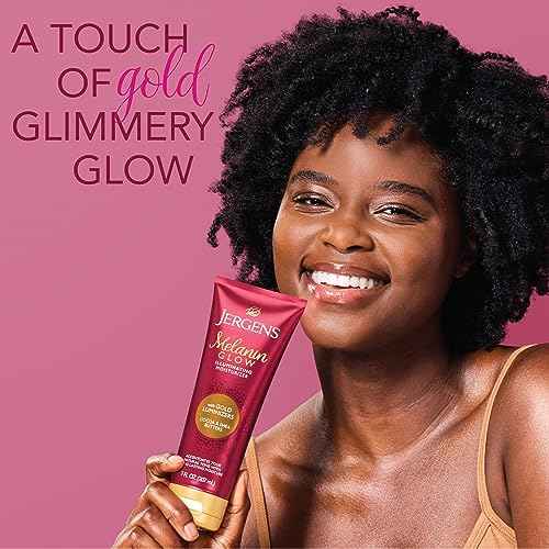 Jergens Hand and Body Lotion, Melanin Glow Illuminating Moisturizer, with Gold Luminizers, 7 Oz