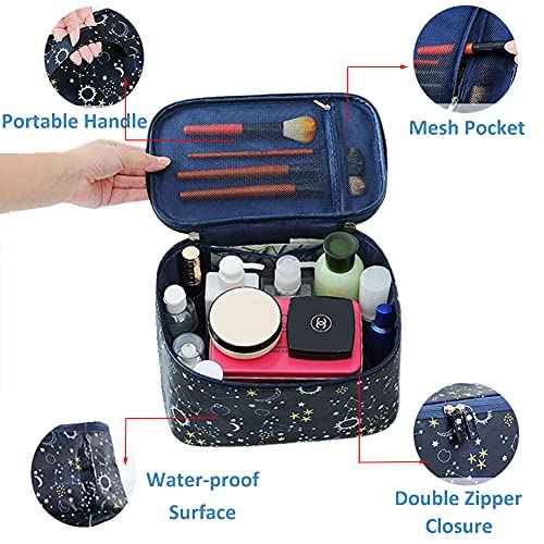 HOYOFO Makeup Bag Cosmetic Bags for Women Travel Makeup Organizer Case, Starry Sky