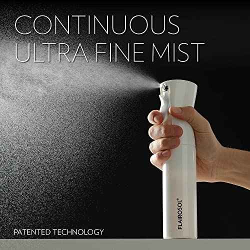 FLAIROSOL - The Original, Spray Bottle for Hair, Plants & More, Continuous Mister, Ultra Fine Water Mist, 10.1oz/300ml, Clear Bottle - Black Print