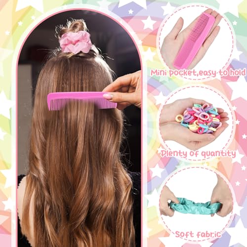 1150 Pcs 50 Set Operation Christmas Box Gifts Bulk Stain Scrunchies Mini Comb Small Hair String and Mesh Zipper Storage Bags Ideal for Operation Christmas Charity Box Volunteers Organizations