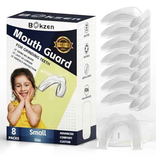 Kids Mouth Guard for Teeth Grinding,Pack of 8, Comfortable Custom Dental Guard for Kids,Moldable Night Guards for Clenching Teeth,Stops Bruxism, Tmj, Teeth Whitening Tray & Sports, Clear