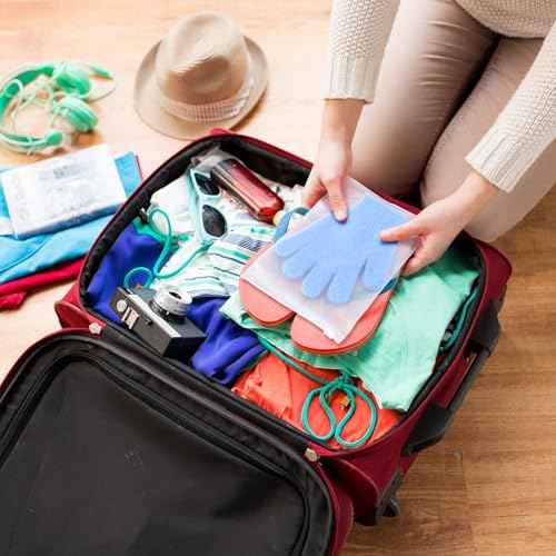 LemonRoad 48 Pcs Exfoliating Bath Gloves Individually Wrapped Bath Sponges Body Scrub Exfoliating Gloves with Case Body Scrubber for Dead Skin Remover Loofah Washcloth Mitt Men Women